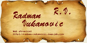 Radman Vukanović vizit kartica